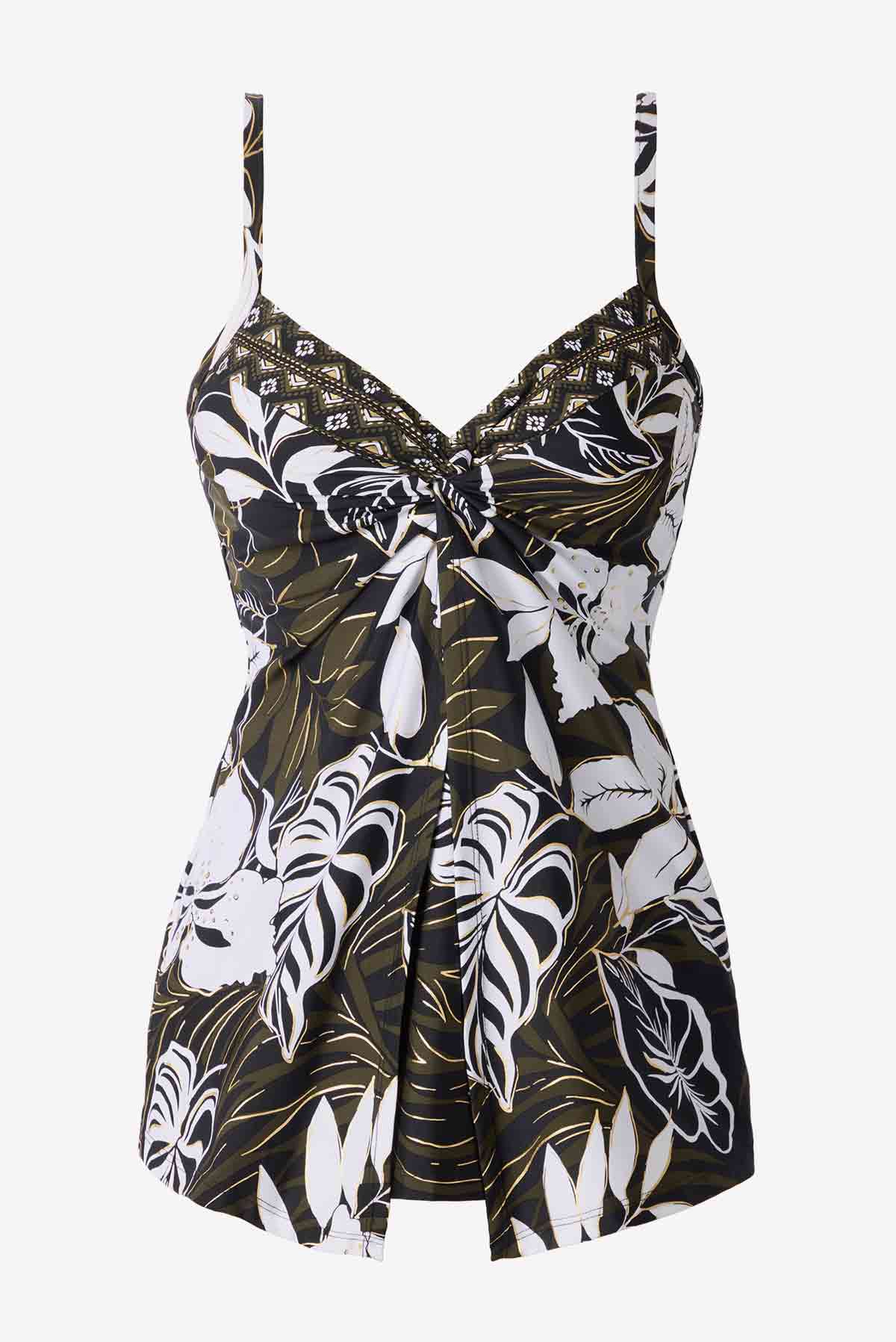 Plus Size Elle Dorado Love Knot Tankini Top Black/Multi | Miraclesuit