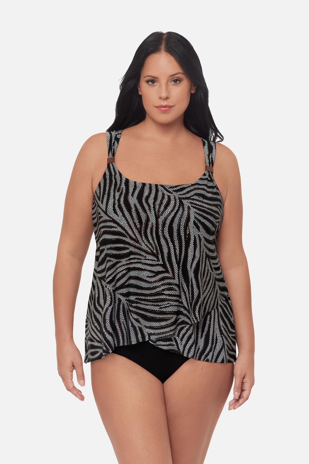 Plus Size Dazzle Tankini Top in Zirconic Black/White | Miraclesuit