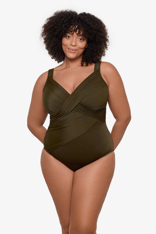 Plus Size Rock Solid Revele One Piece Swimsuit Nori | Miraclesuit