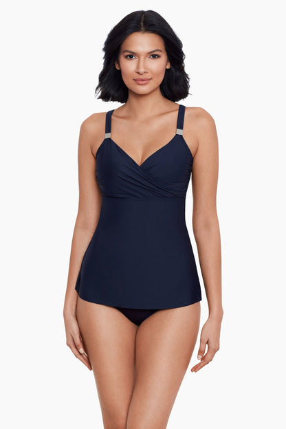 Surplice Underwire Tankini D-DDD Cups Midnight | Miraclesuit