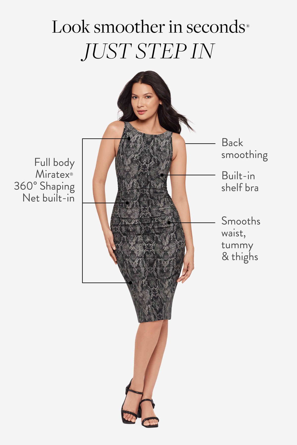 Body by Regi Shaping Dress In Serpiente Black/Multi | Miraclesuit
