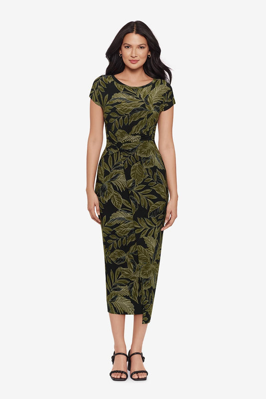 Body by Loki Wrap Front Shaping Dress in Olive Branch Black/Multi | Miraclesuit
