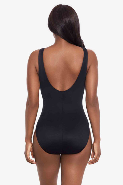 Selenite Layered Escape One Piece Swimsuit Black/White | Miraclesuit