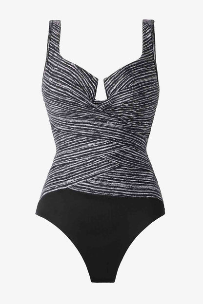 Selenite Layered Escape One Piece Swimsuit Black/White | Miraclesuit