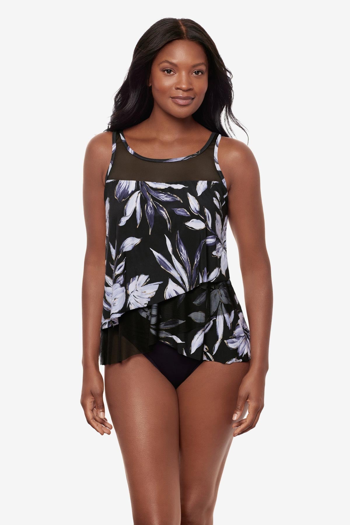 Mirage Tankini Top in Fiore Di Luna Black/White | Miraclesuit