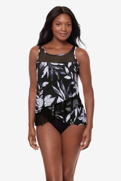Mirage Tankini Top in Fiore Di Luna Black/White | Miraclesuit
