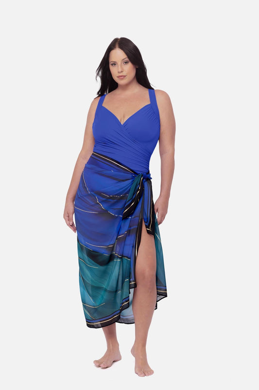 Plus Size Pareo Cover Up in Maldiva Blue/Multi | Miraclesuit