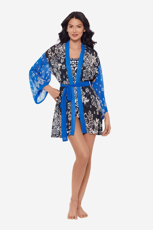 Talavera Kimono Swim Cover Up Midnight/White | Miraclesuit