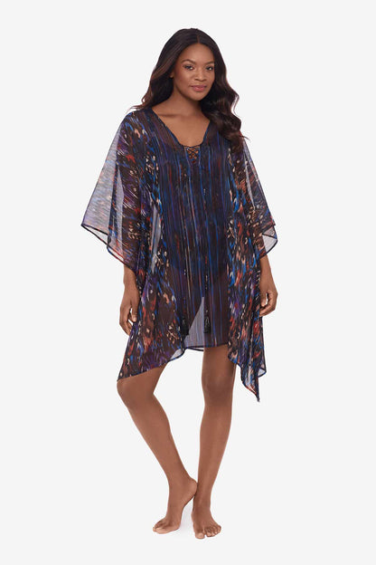 Tapiz Caftan Swim Cover Up Black/Multi | Miraclesuit