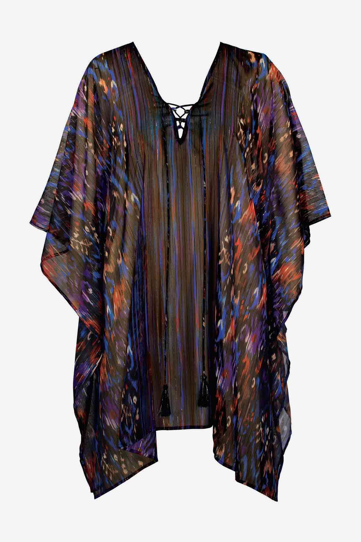 Tapiz Caftan Swim Cover Up Black/Multi | Miraclesuit