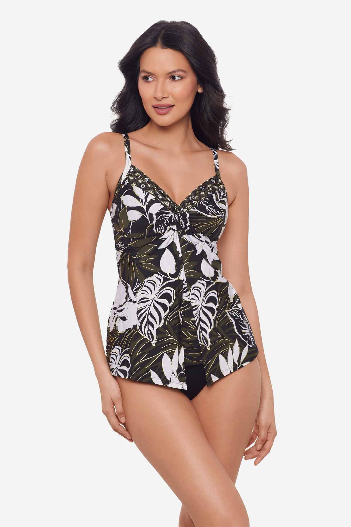 Elle Dorado Love Knot Tankini Top Black/Multi | Miraclesuit
