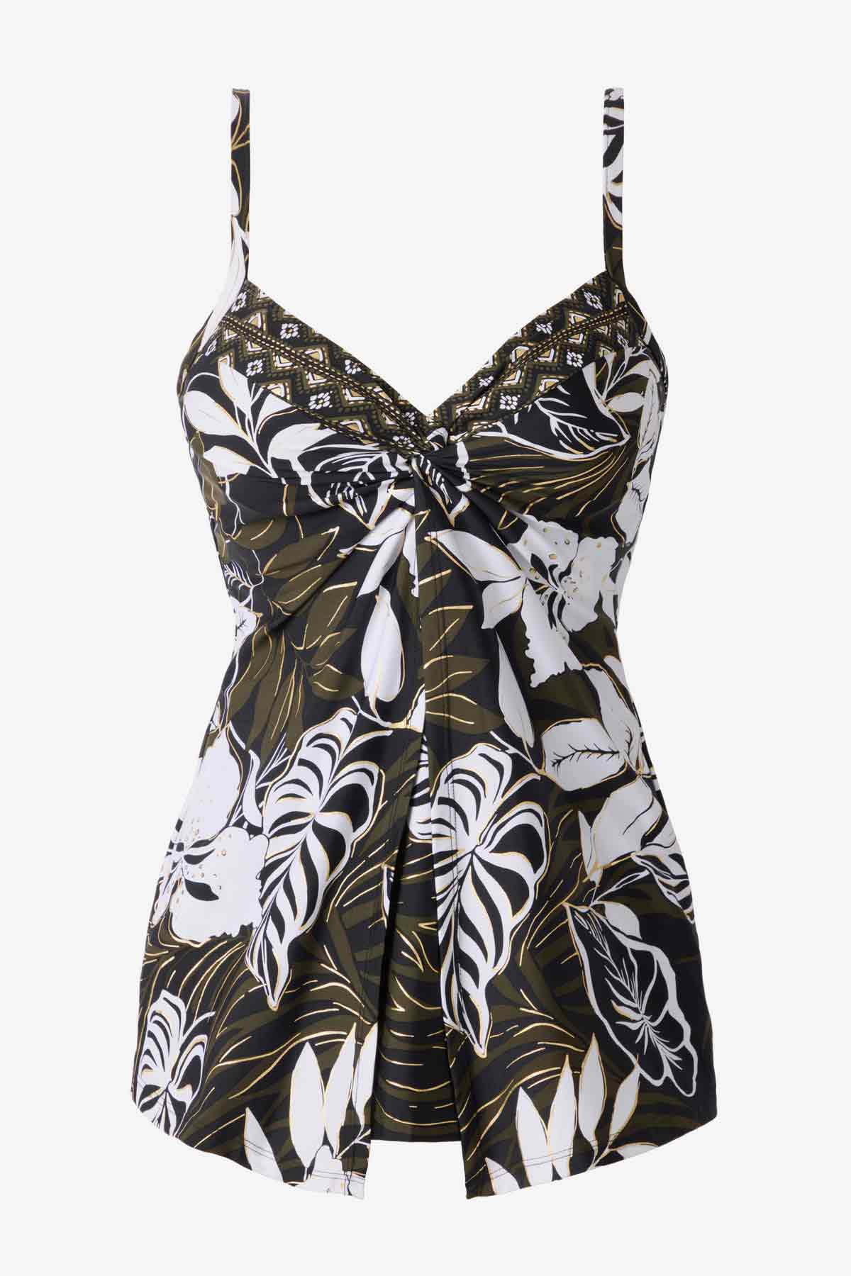 Elle Dorado Love Knot Tankini Top Black/Multi | Miraclesuit