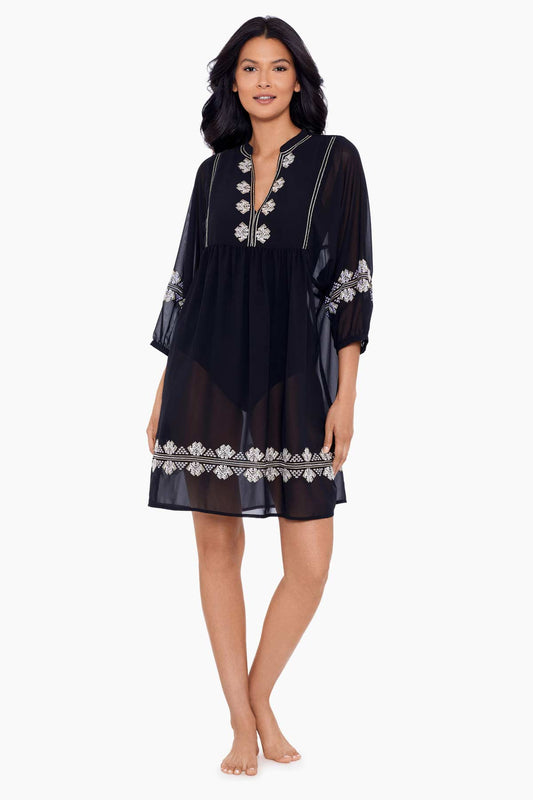 Shore Leave Beach Dress Swim Cover Up Black/White | Miraclesuit