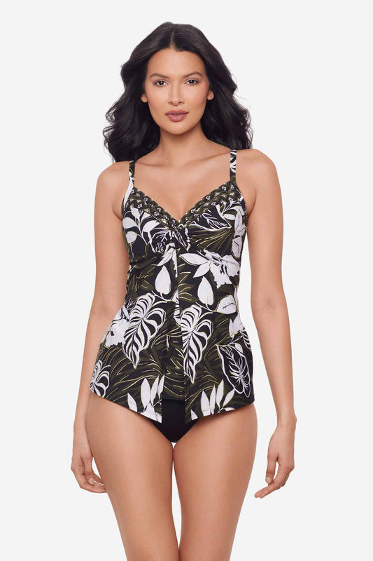 Elle Dorado Love Knot Tankini Top DD-Cup Black/Multi | Miraclesuit