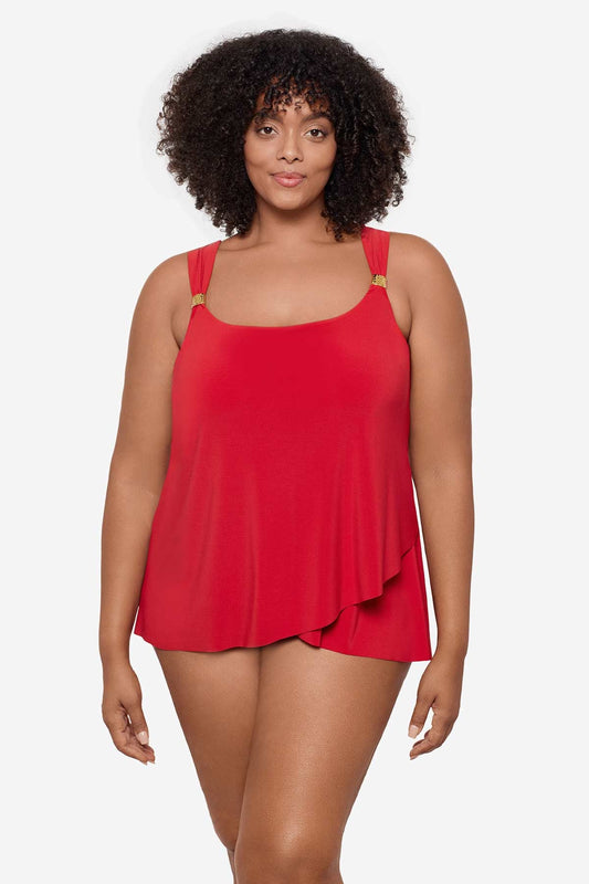 Plus Size Dazzle Tankini Top Cayenne | Miraclesuit