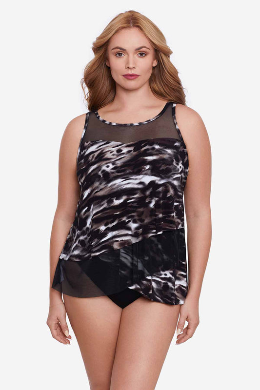 Plus Size Tempest Mirage Tankini Top Black/Brown | Miraclesuit