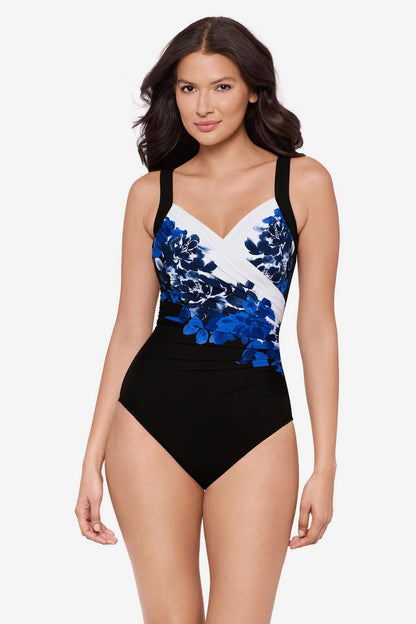 Sanibel One Piece Swimsuit in Ombra Fiore Black/Multi | Miraclesuit