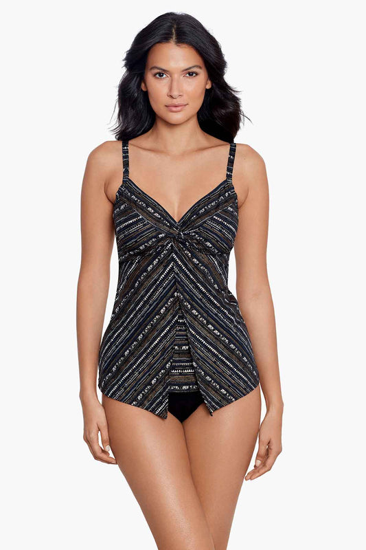 Cypher Love Knot Tankini Black/Multi | Miraclesuit