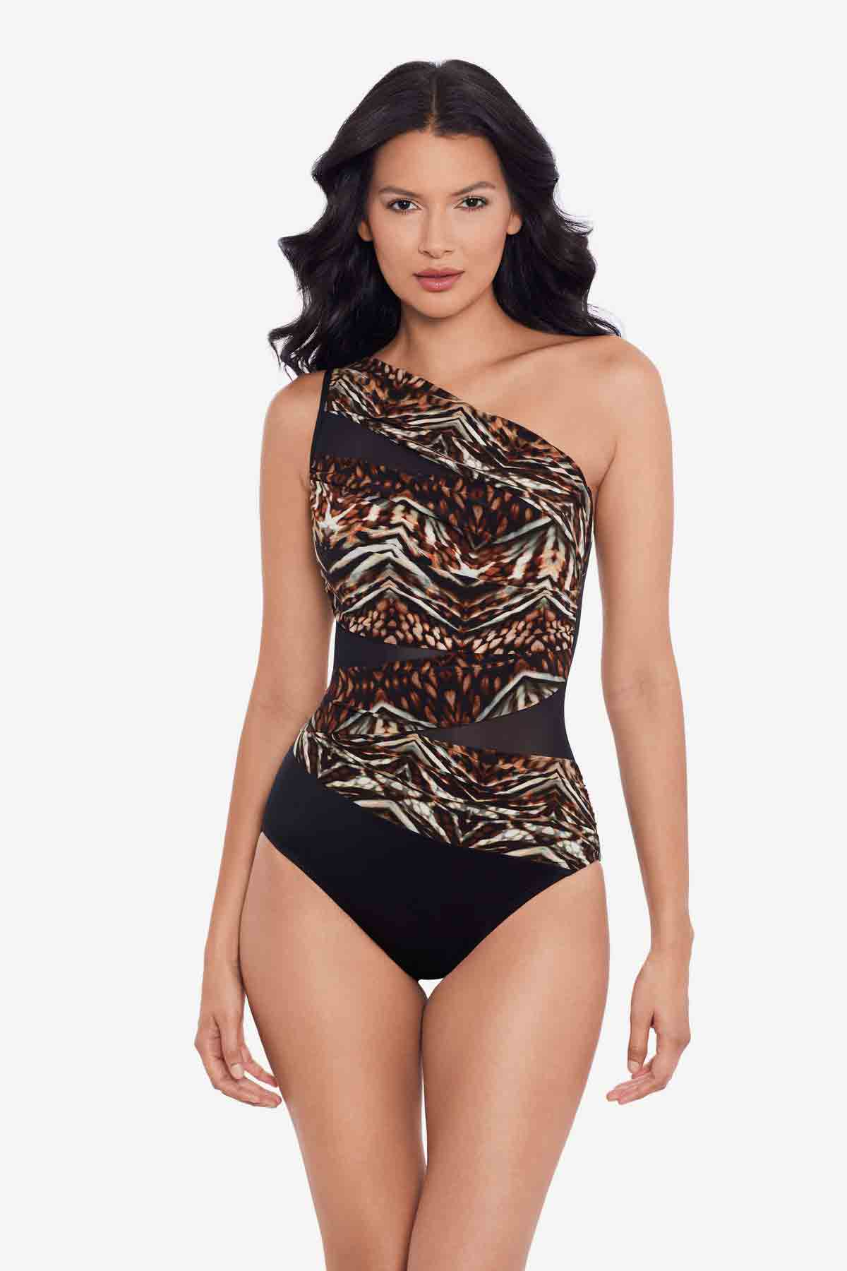 Tribal Tigress Jena One Piece Swimsuit Black/Multi | Miraclesuit