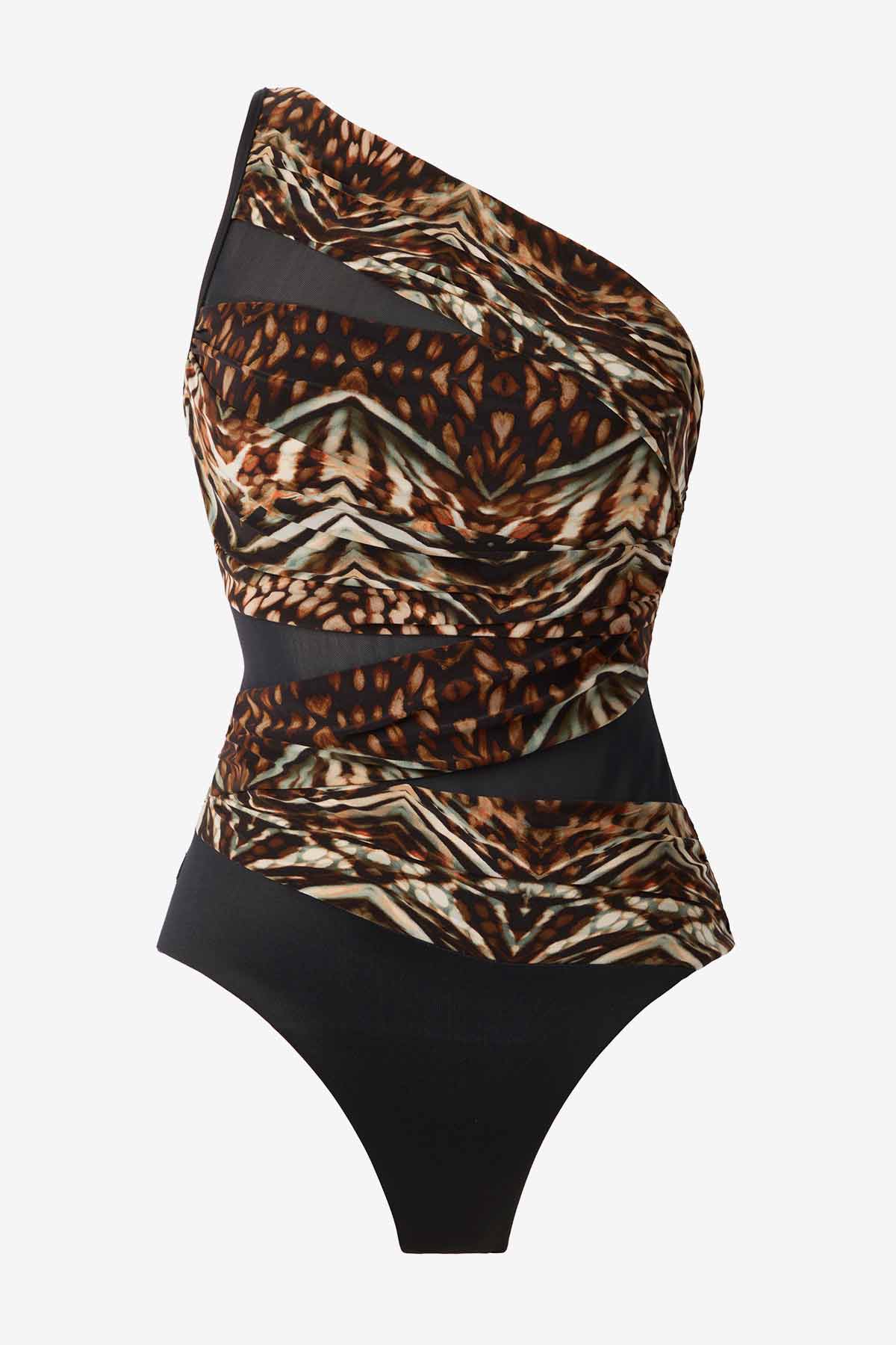 Tribal Tigress Jena One Piece Swimsuit Black/Multi | Miraclesuit