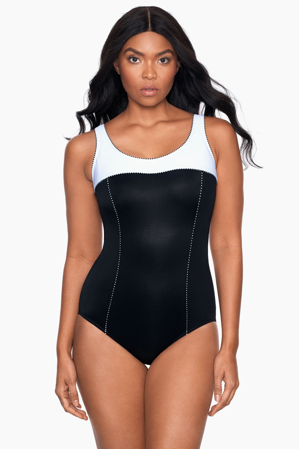 Colorblock Touche One Piece Swimsuit Black/White | Miraclesuit