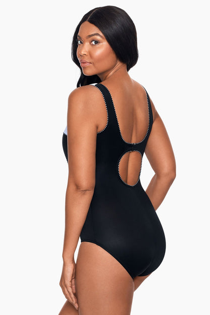 Colorblock Touche One Piece Swimsuit Black/White | Miraclesuit