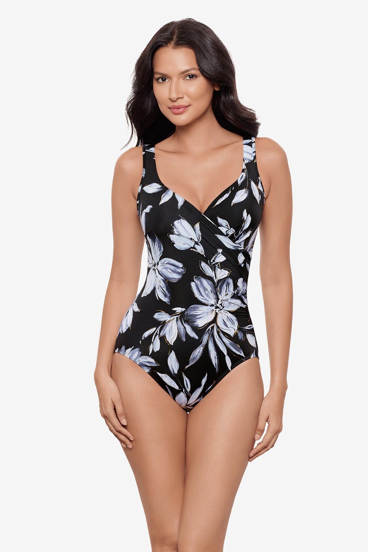 It's A Wrap One Piece in Fiore Di Luna Black/White | Miraclesuit