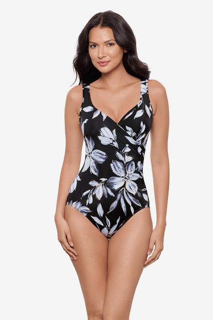 It's A Wrap One Piece in Fiore Di Luna Black/White | Miraclesuit