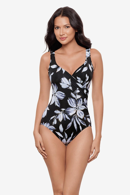 It's A Wrap One Piece in Fiore Di Luna Black/White | Miraclesuit