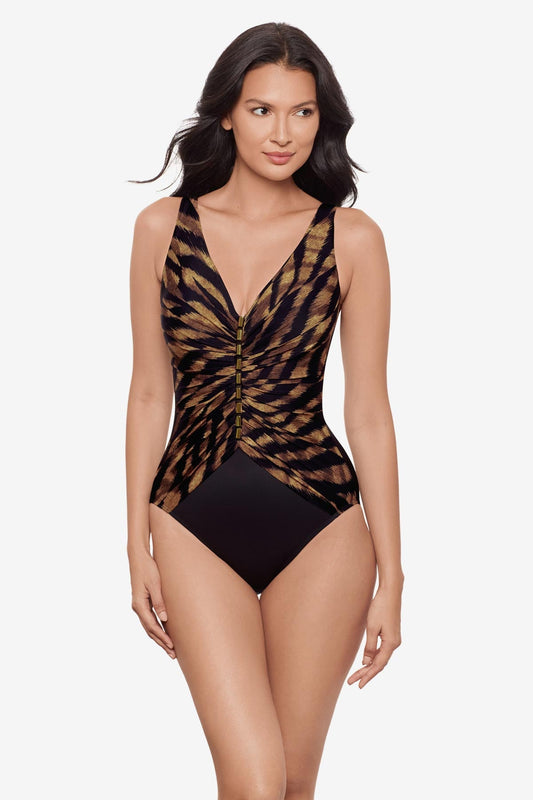 Charmer One Piece in Raya De Safari Black/Brown | Miraclesuit