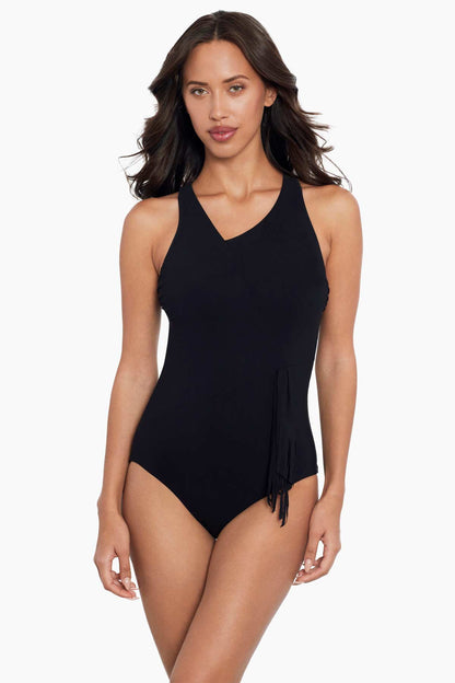Amoressa Banda Sashay One Piece Swimsuit Black | Miraclesuit
