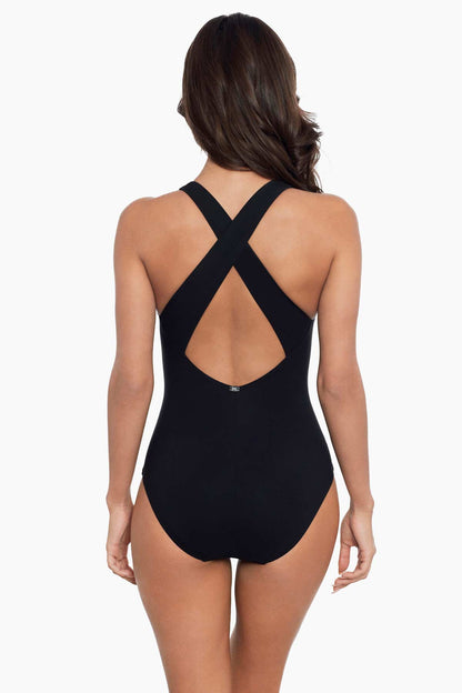 Amoressa Banda Sashay One Piece Swimsuit Black | Miraclesuit