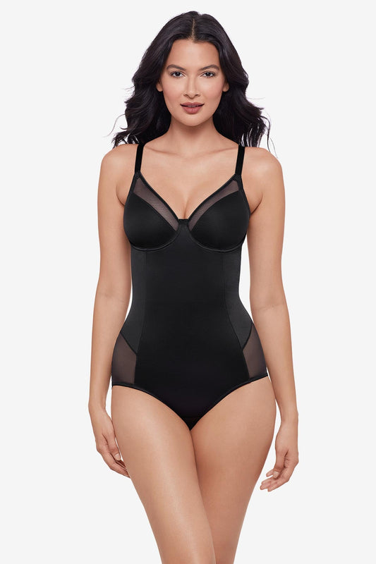 Sexy Sheer Shaping Padded Cup Bodysuit in Black Black | Miraclesuit