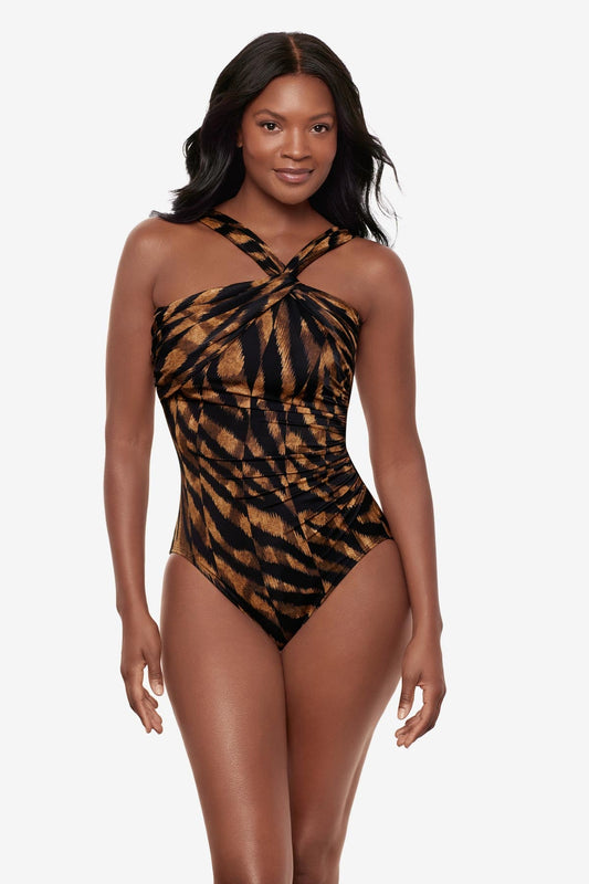 Europa One Piece in Raya De Safari Black/Brown | Miraclesuit
