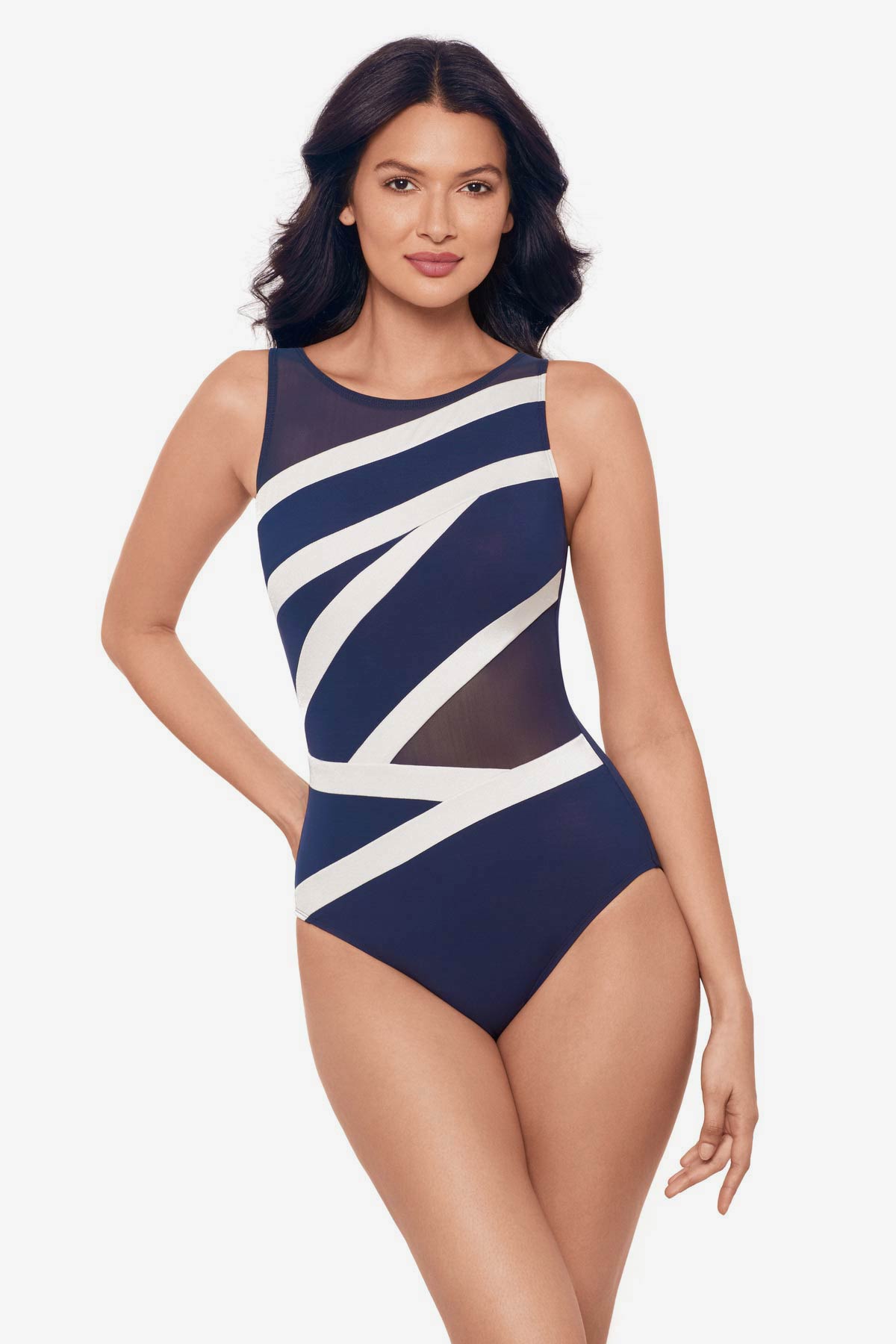 Spectra Somerpoint One Piece Swimsuit Midnight/White | Miraclesuit
