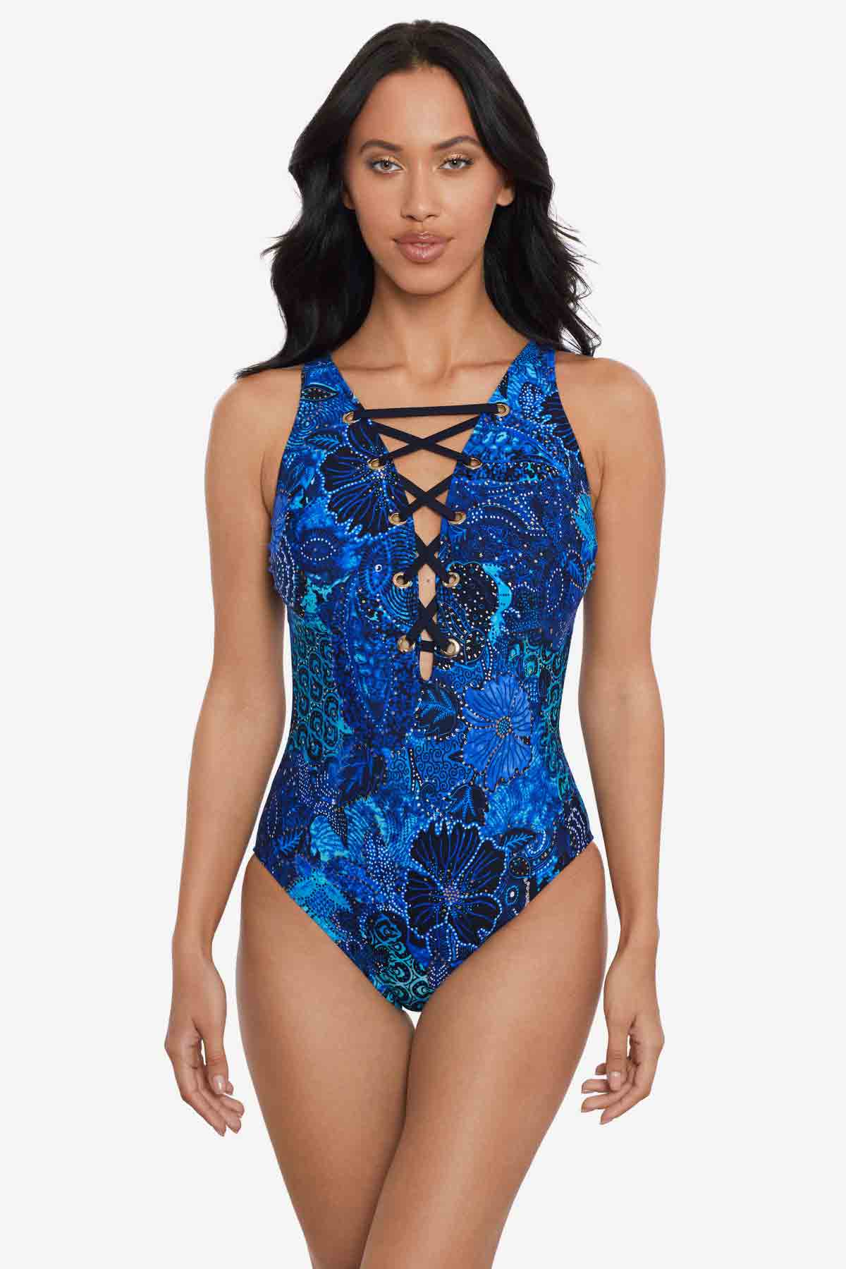 Magicsuit Jewels In The Nile Steffi One Piece Swimsuit Blue/Multi | Miraclesuit