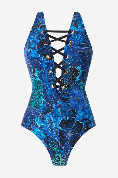 Magicsuit Jewels In The Nile Steffi One Piece Swimsuit Blue/Multi | Miraclesuit