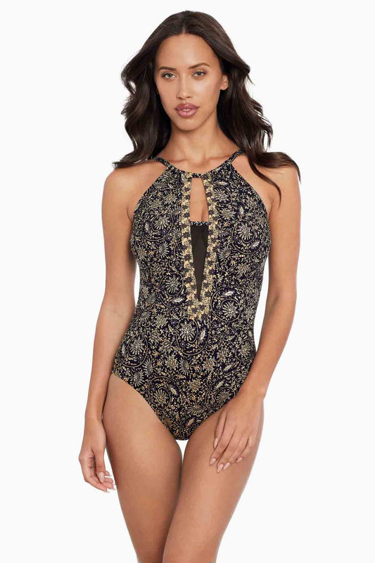 Amoressa Montague Ghost One Piece Swimsuit Black/Multi | Miraclesuit