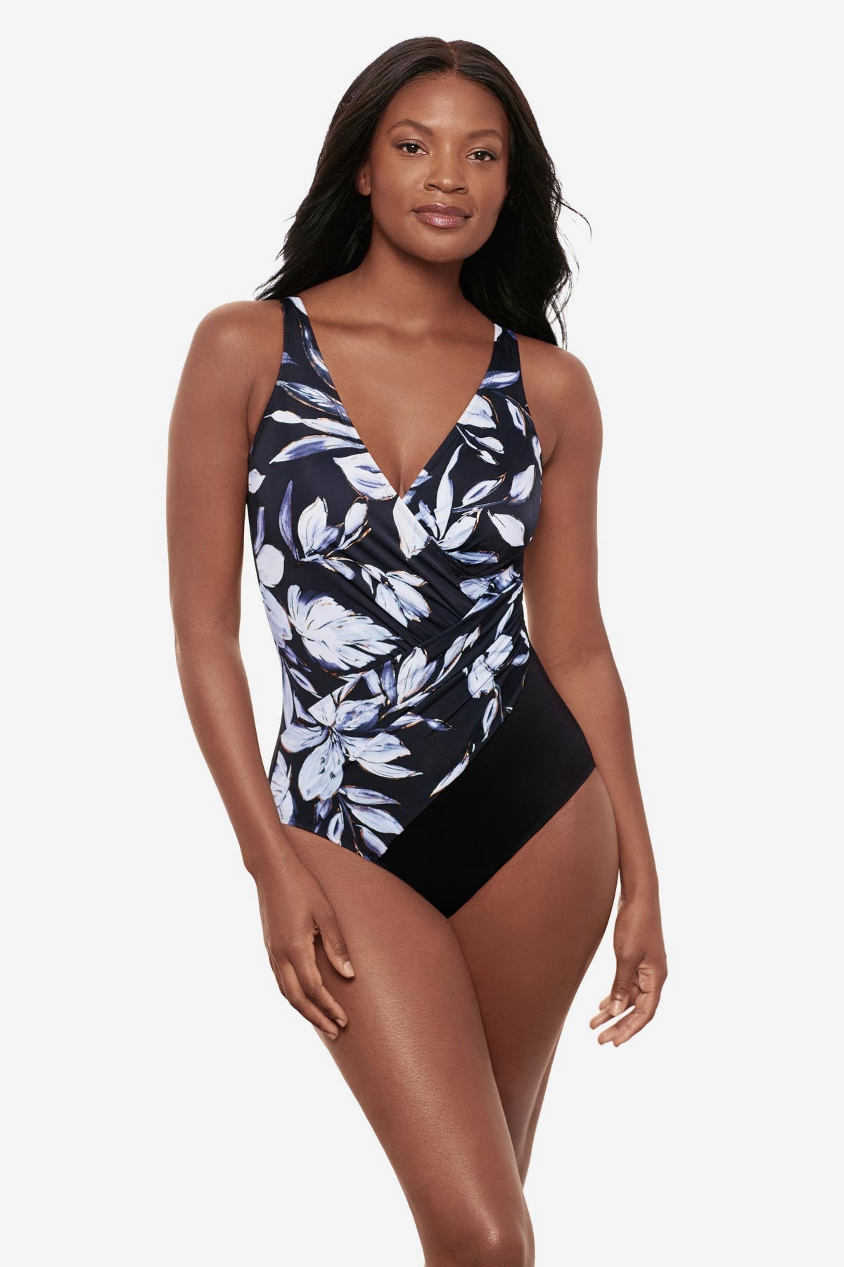 DDD-Cup Oceanus One Piece Swimsuit in Fiore Di Luna Black/White | Miraclesuit