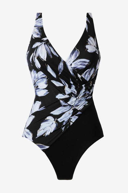DDD-Cup Oceanus One Piece Swimsuit in Fiore Di Luna Black/White | Miraclesuit