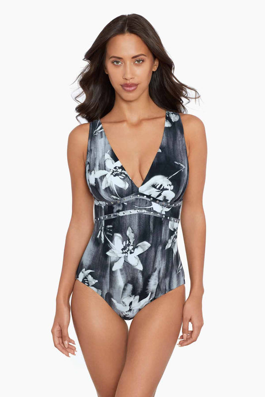 Amoressa Ophelia Lupita One Piece Swimsuit Black/Multi | Miraclesuit