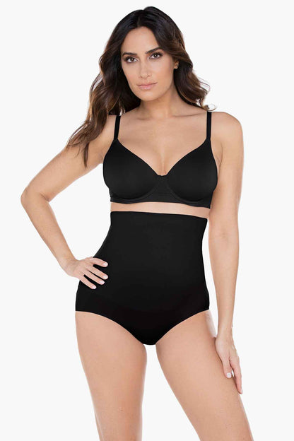 Comfy Curves Hi Waist Brief Shapewear Black | Miraclesuit