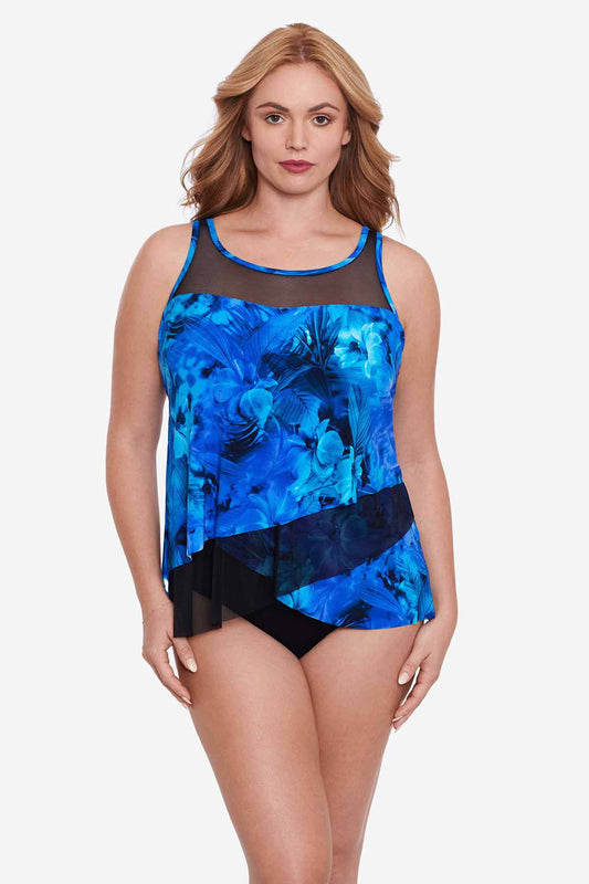Plus Size Sous Marine Mirage Tankini Top Blue/Multi | Miraclesuit