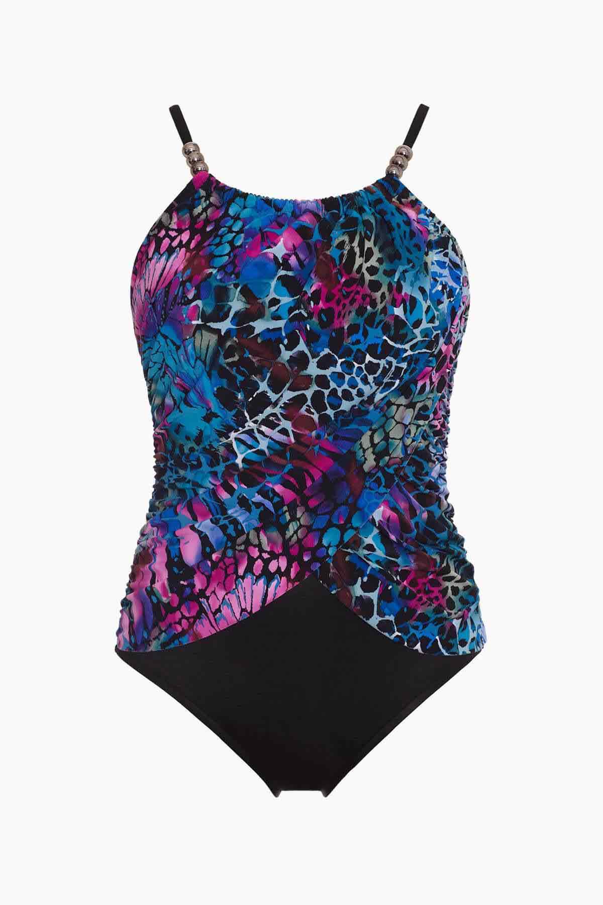 Magicsuit Social Butterfly Lisa One Piece Swimsuit Blue/Multi | Miraclesuit