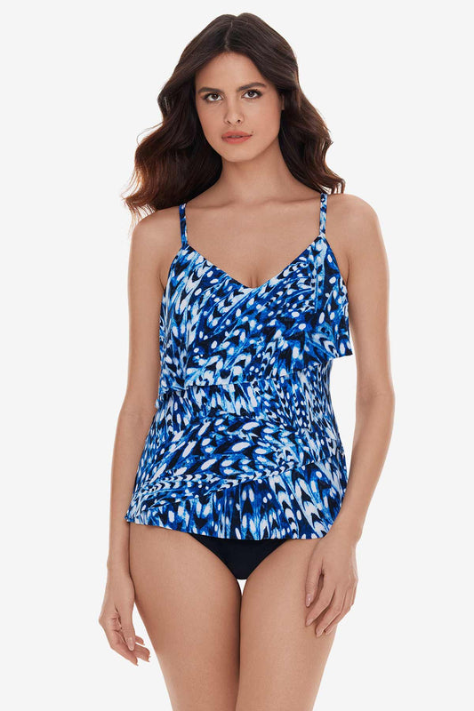Chloe Tankini Top in Quill Blue/Multi | Miraclesuit