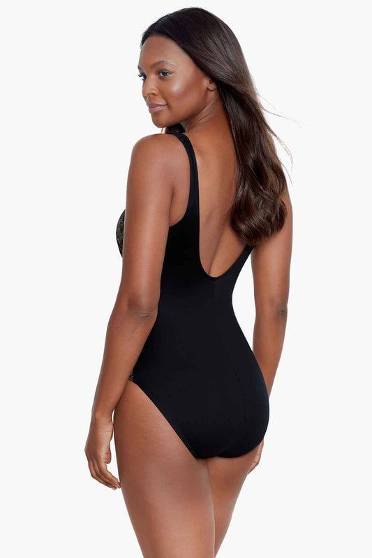 Petal Pusher Temptress One Piece Swimsuit Black/Multi | Miraclesuit