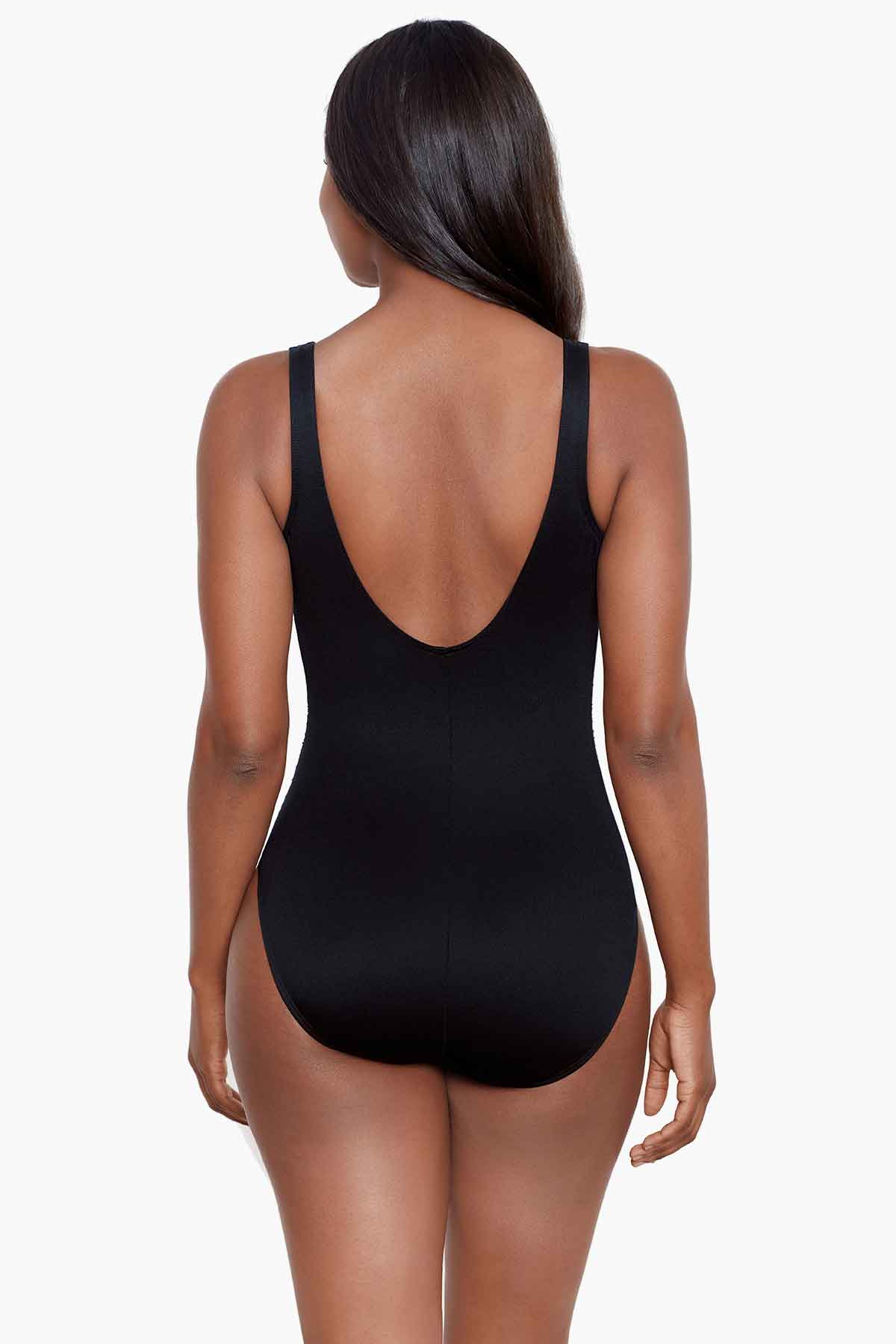Petal Pusher Temptress One Piece Swimsuit Black/Multi | Miraclesuit