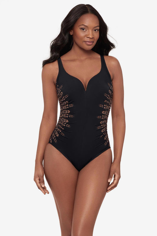 Temptress One Piece Swimsuit in Costa D' Oro Black | Miraclesuit