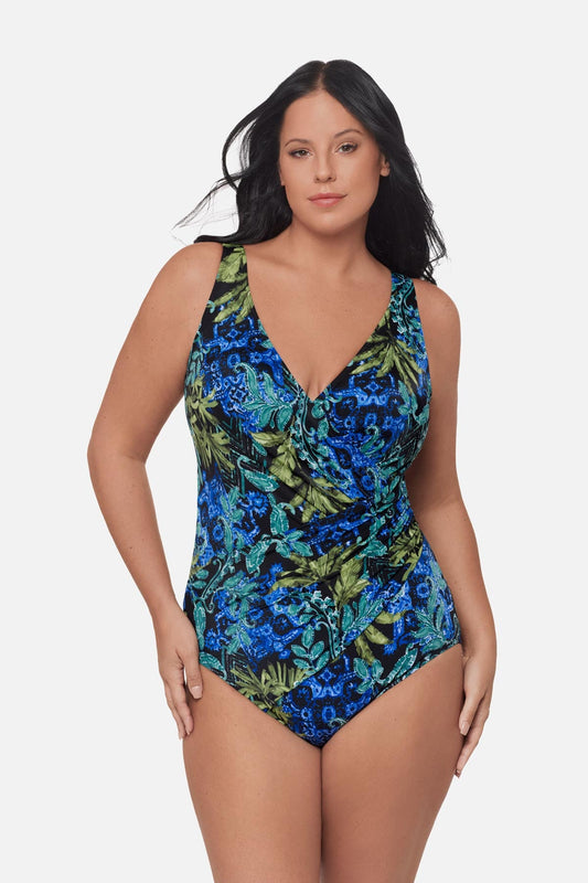 Plus Size Oceanus One Piece Swimsuit in Gasparilla Black/Multi | Miraclesuit